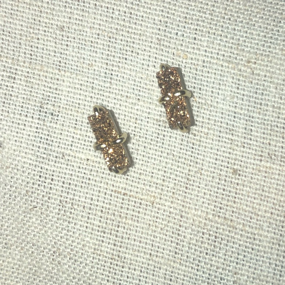 Gold Druzy posts - 14k over sterling - Picture 6 of 8